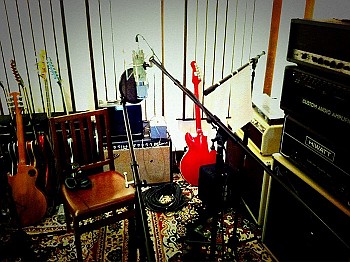 The vocal booth and amp room